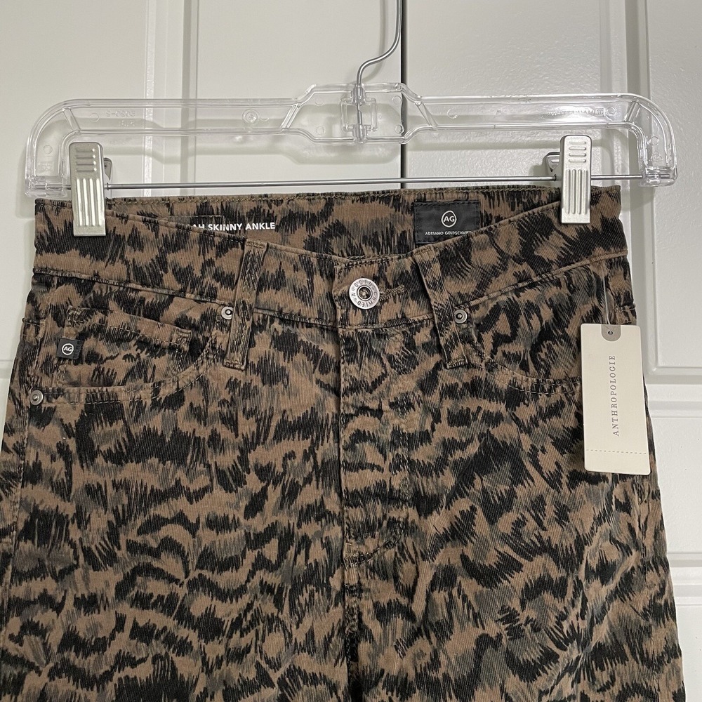 AG The Farrah Skinny Ankle High Rise Women‎ Size 24 Leopard Print Corduroy NWT - Picture 4 of 11